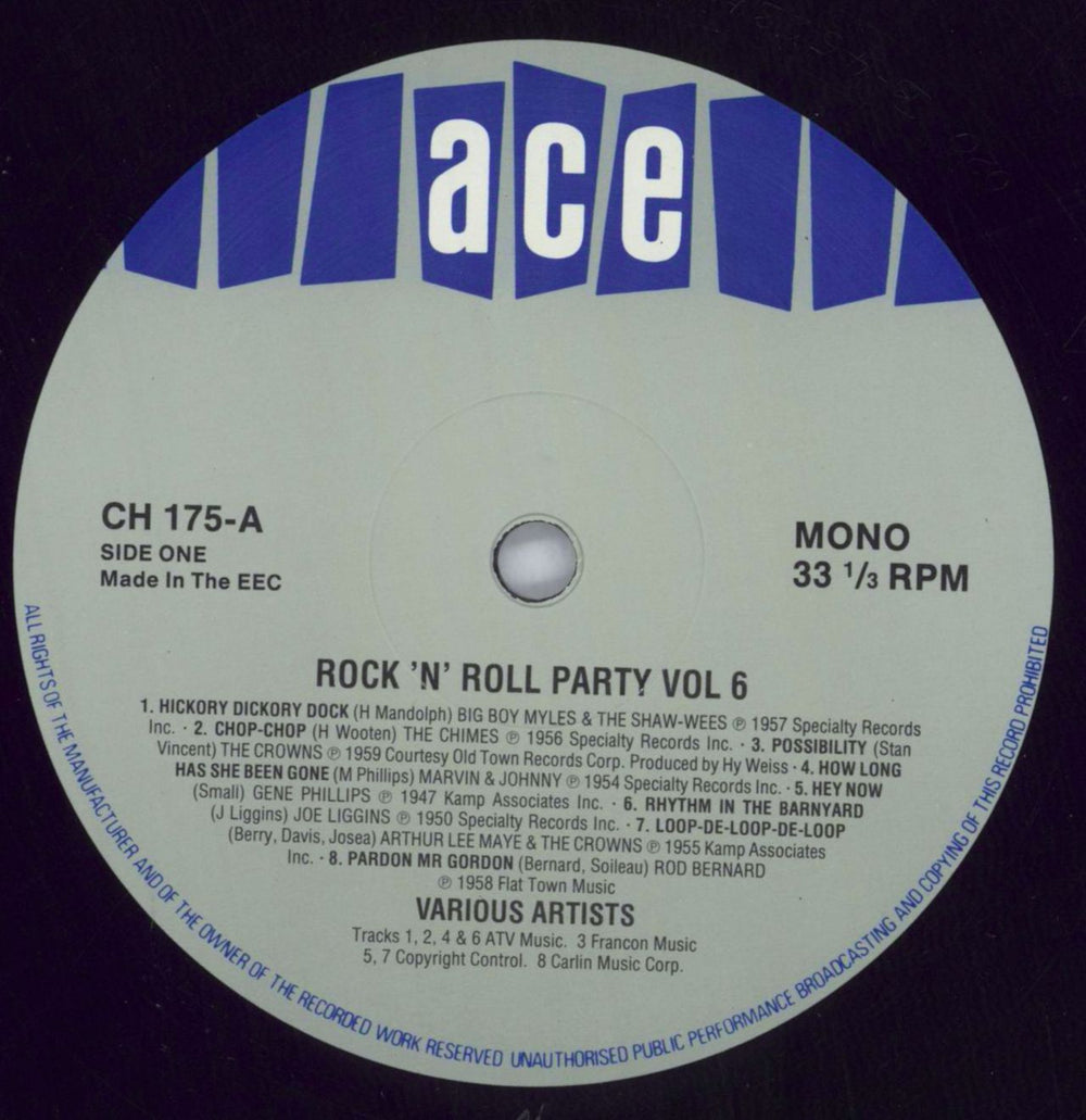 Various Artists Rock'n'Roll Party Vol Six UK vinyl LP album (LP record) VARLPRO820299