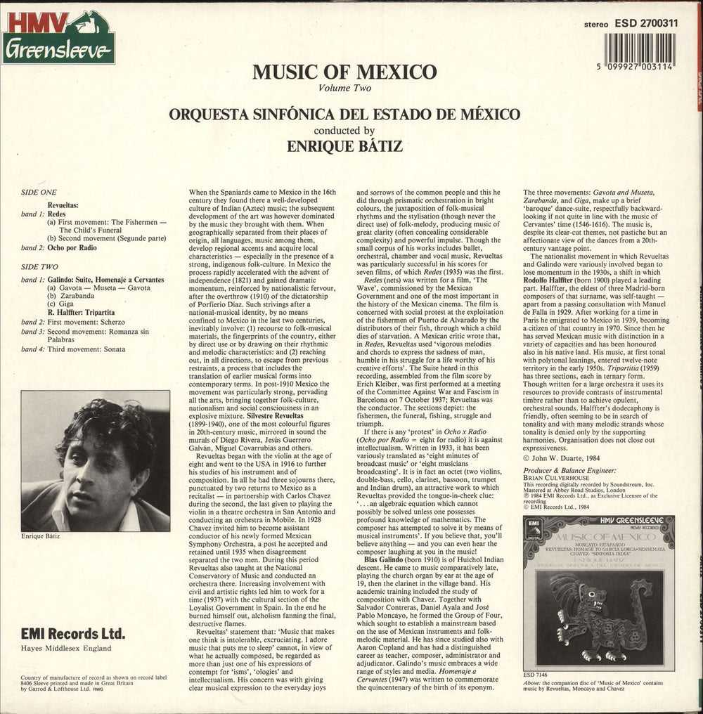 Various-Classical & Orchestral Music Of Mexico UK vinyl LP album (LP record)