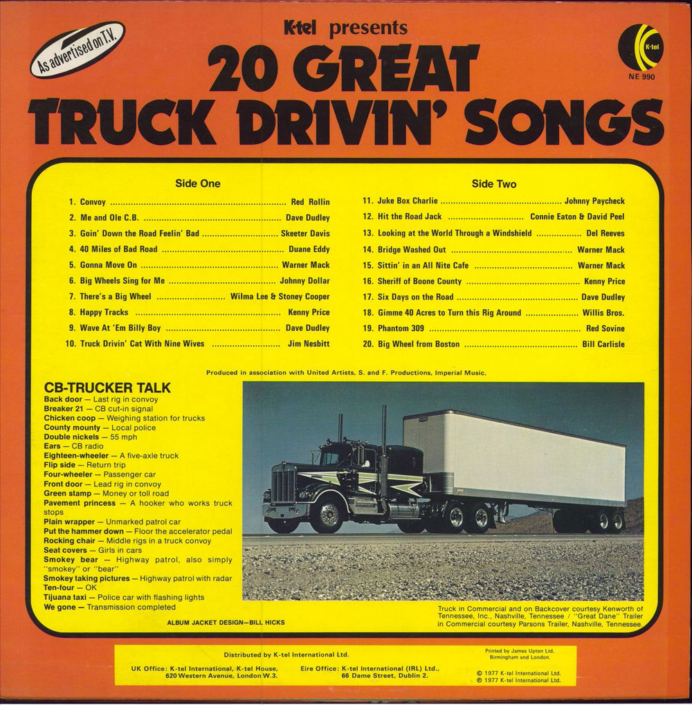 Various-Country 20 Great Truck Drivin' Songs UK vinyl LP album (LP record)