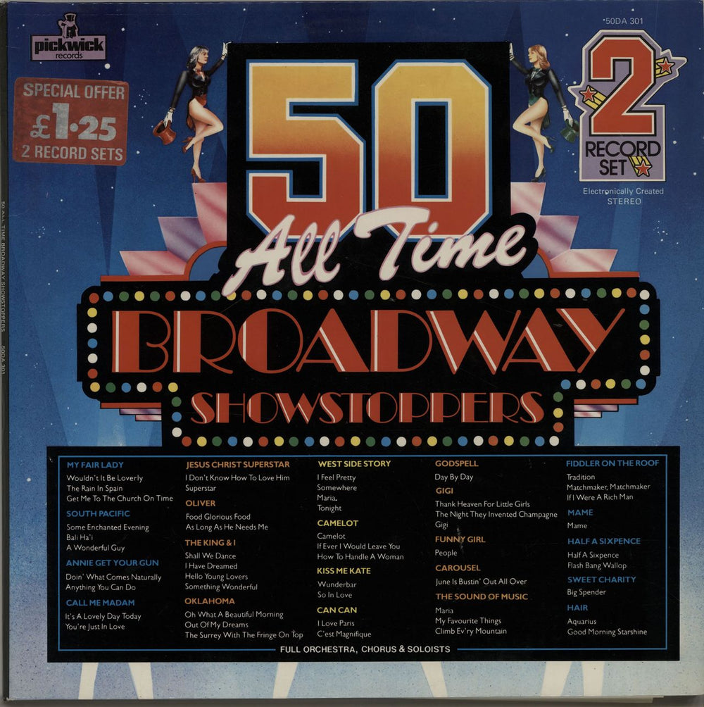 Various-Film, Radio, Theatre & TV 50 All Time Broadway Showstoppers UK 2-LP vinyl record set (Double LP Album) 50DA301