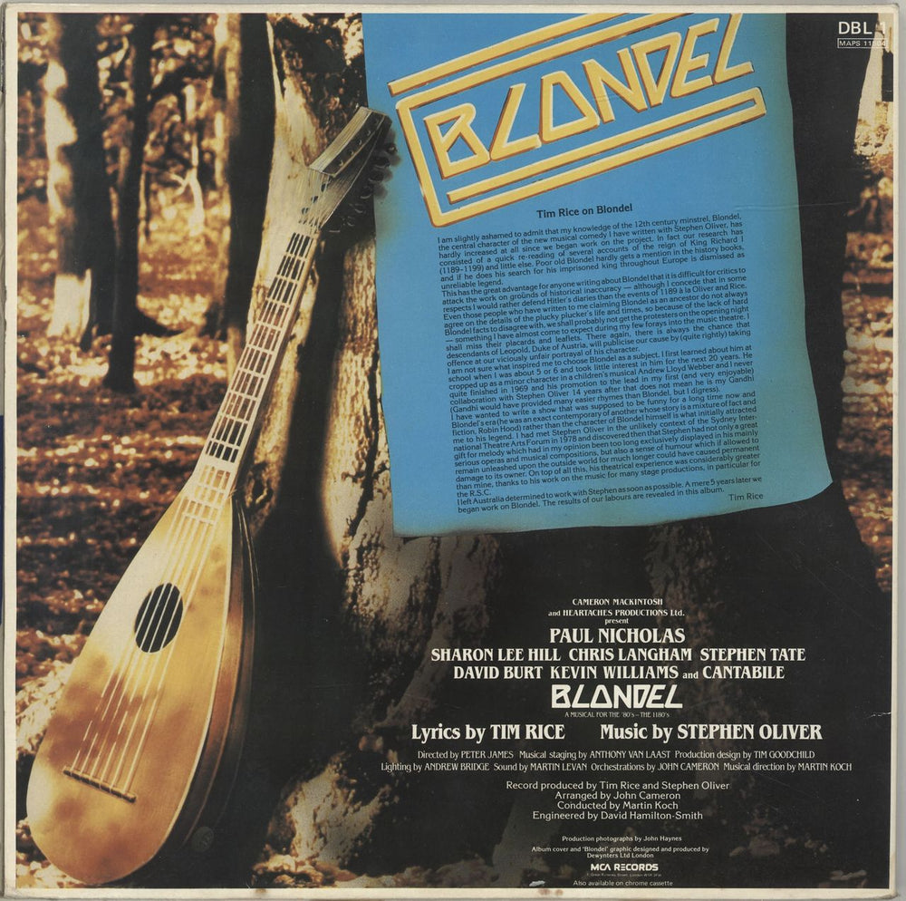 Various-Film, Radio, Theatre & TV Blondel - Original Cast Album UK 2-LP vinyl record set (Double LP Album)