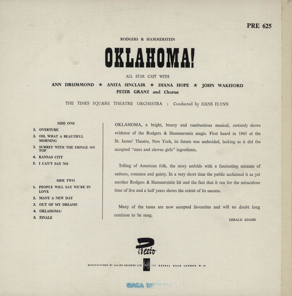 Various-Film, Radio, Theatre & TV Oklahoma! UK vinyl LP album (LP record)