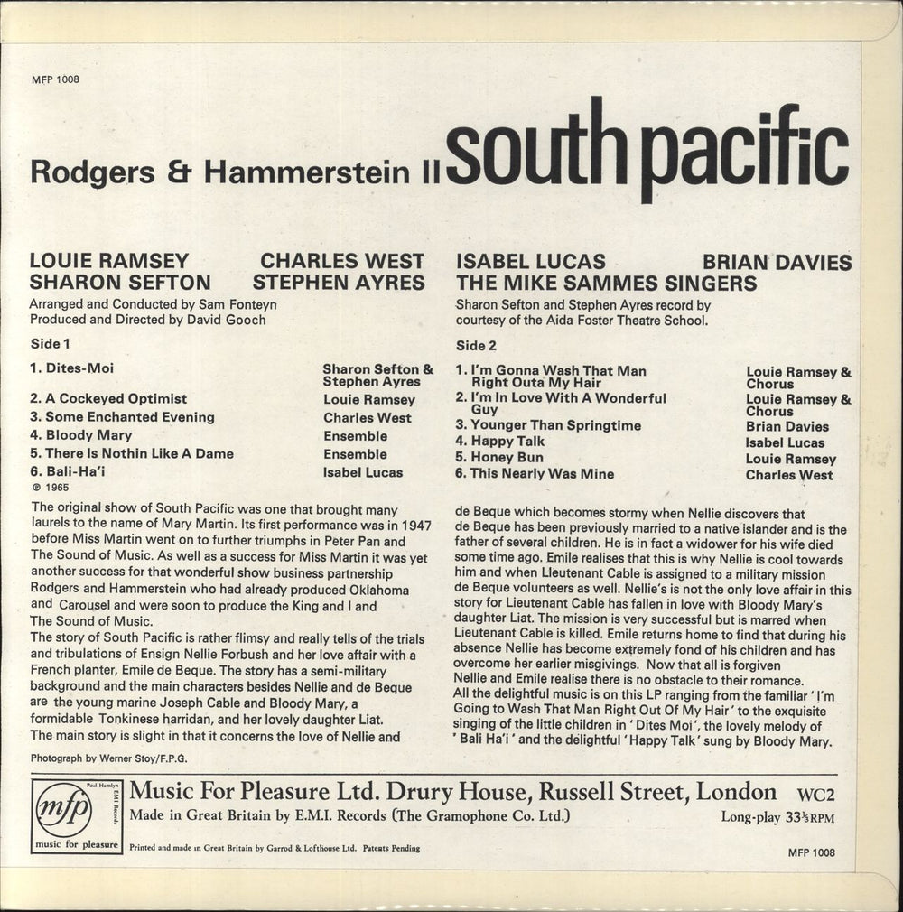 Various-Film, Radio, Theatre & TV South Pacific UK vinyl LP album (LP record)