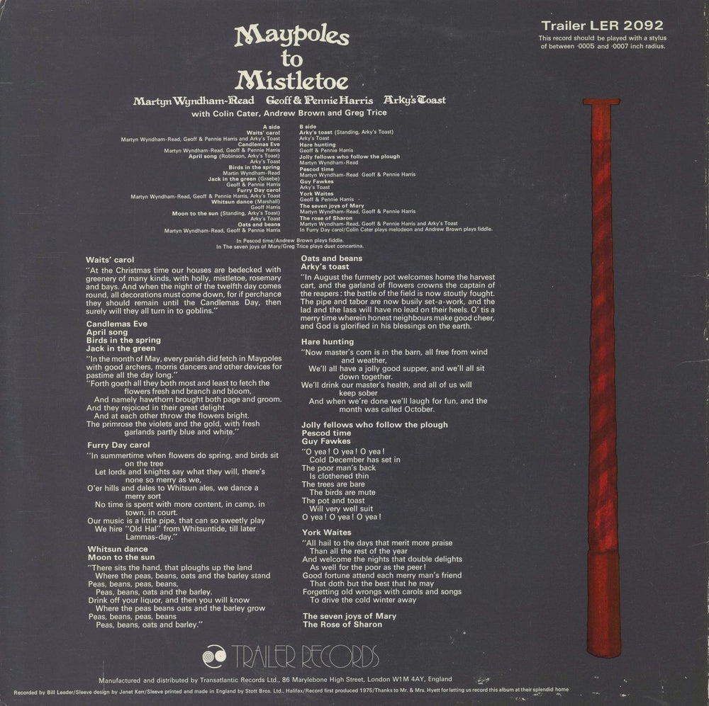 Various-Folk Maypoles To Mistletoe UK vinyl LP album (LP record)