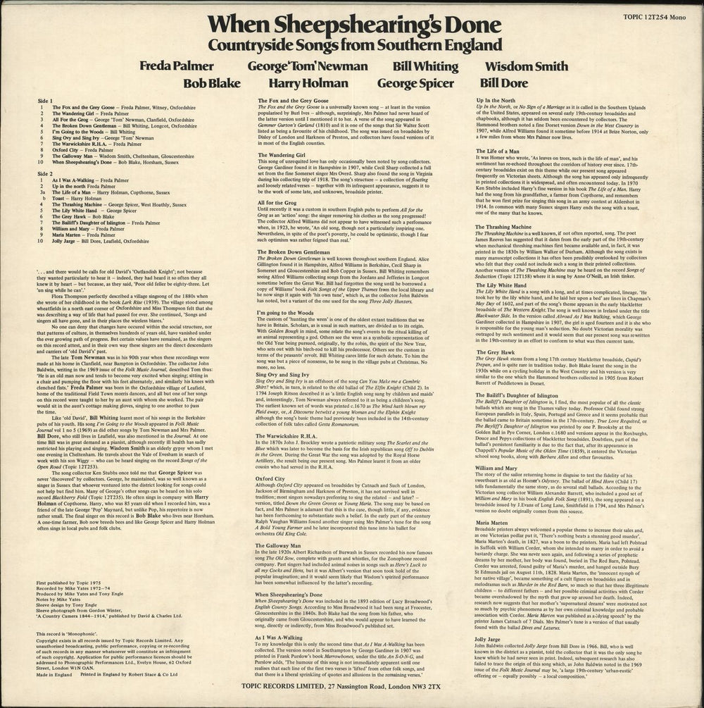 Various-Folk When Sheepshearing's Done UK vinyl LP album (LP record) V-FLPWH710831