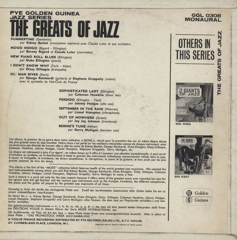 Various-Jazz The Greats Of Jazz UK vinyl LP album (LP record)