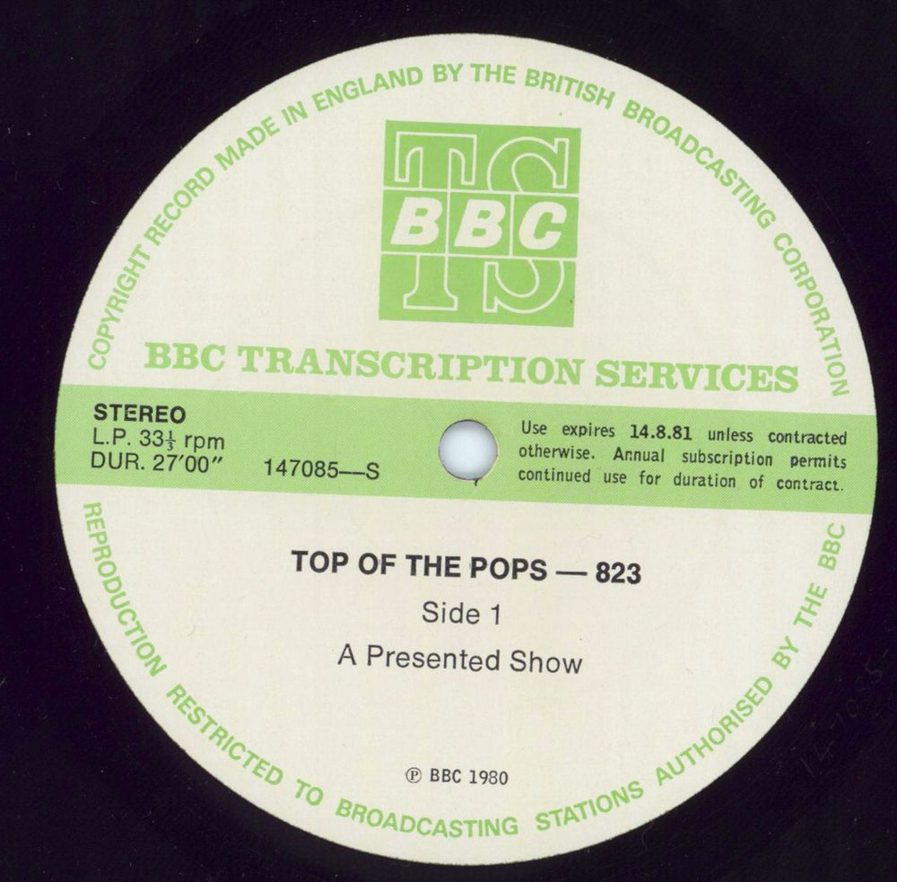 Various-Pop Top Of The Pops 823 UK Promo vinyl LP album (LP record) 147085/86-S