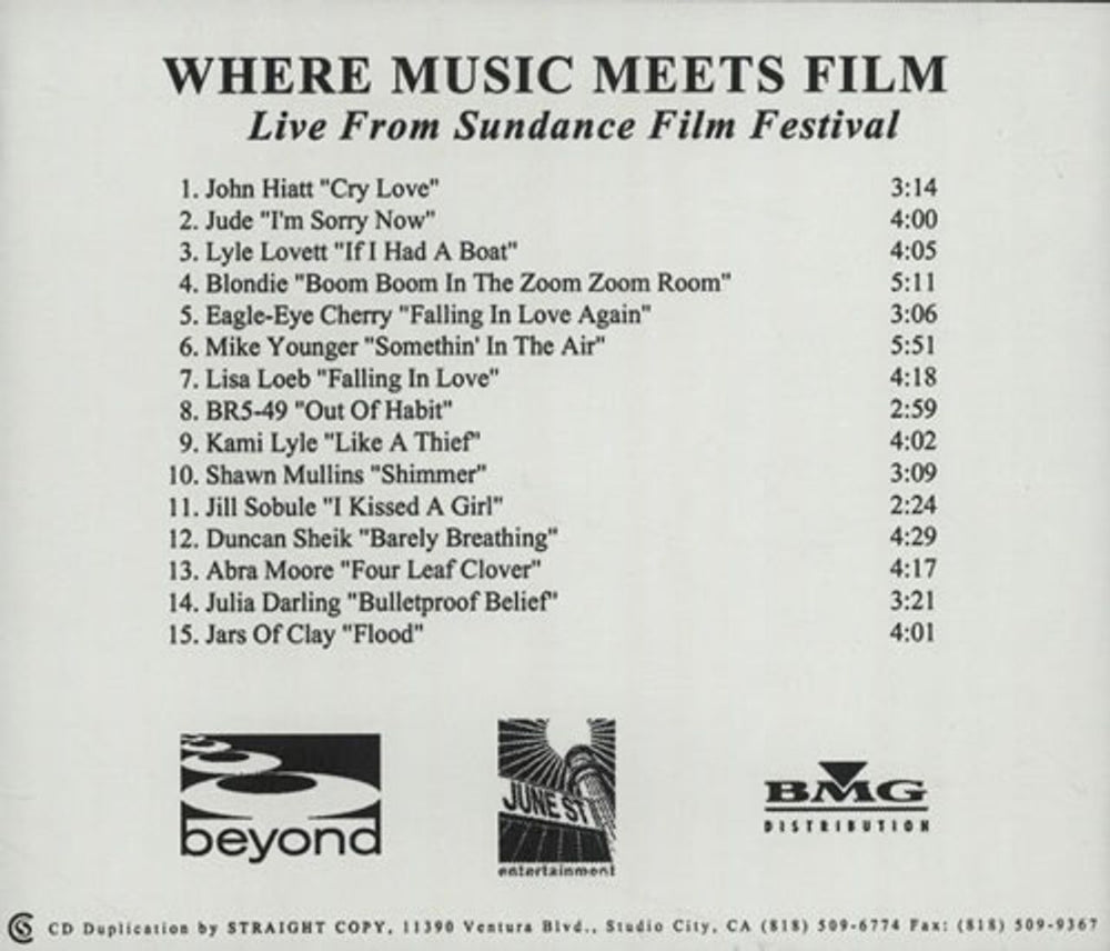 Various-Pop Where Music Meets Film - Live From The Sundance Film Festiva US Promo CD-R acetate 7VACRWH149581