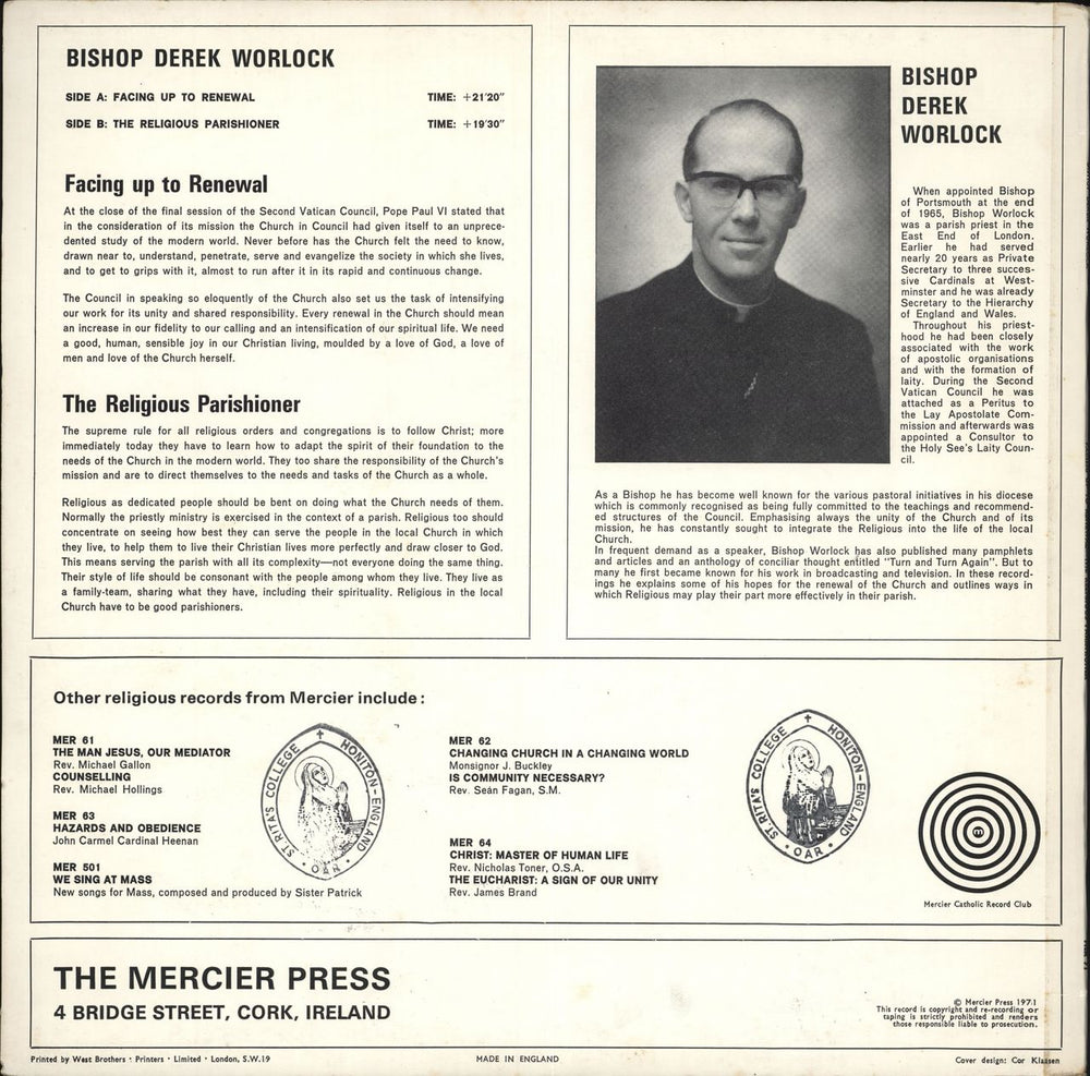 Various-Religious Facing Up To Renewal / The Religious Parishoner Irish vinyl LP album (LP record)