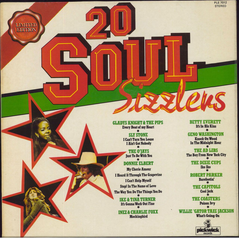 Various-Soul & Funk 20 Soul Sizzlers UK vinyl LP album (LP record) PLE7012