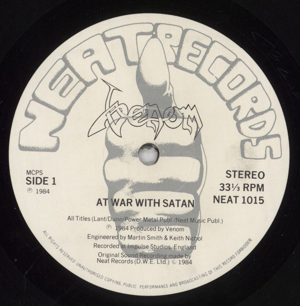 Venom At War With Satan - VG UK vinyl LP album (LP record) VNMLPAT530766