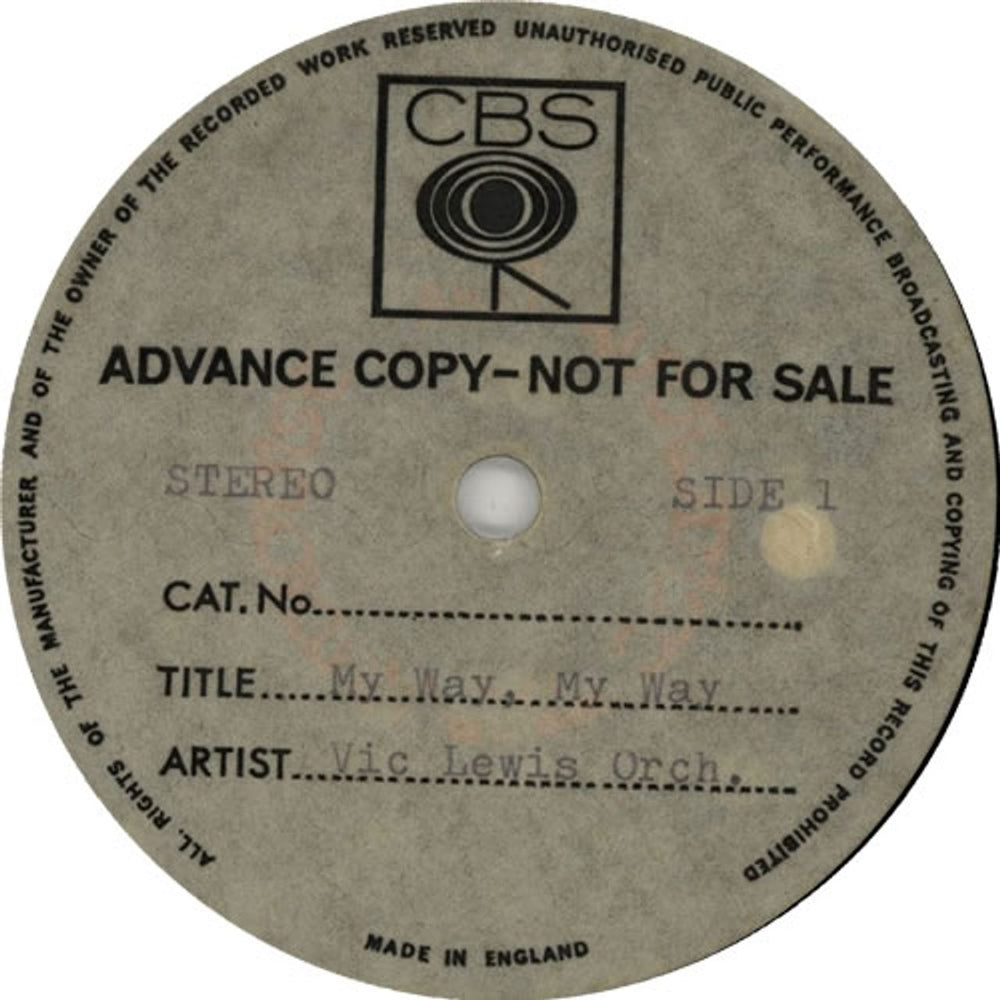 Vic Lewis My Way, My Way UK acetate VB-ATMY639655