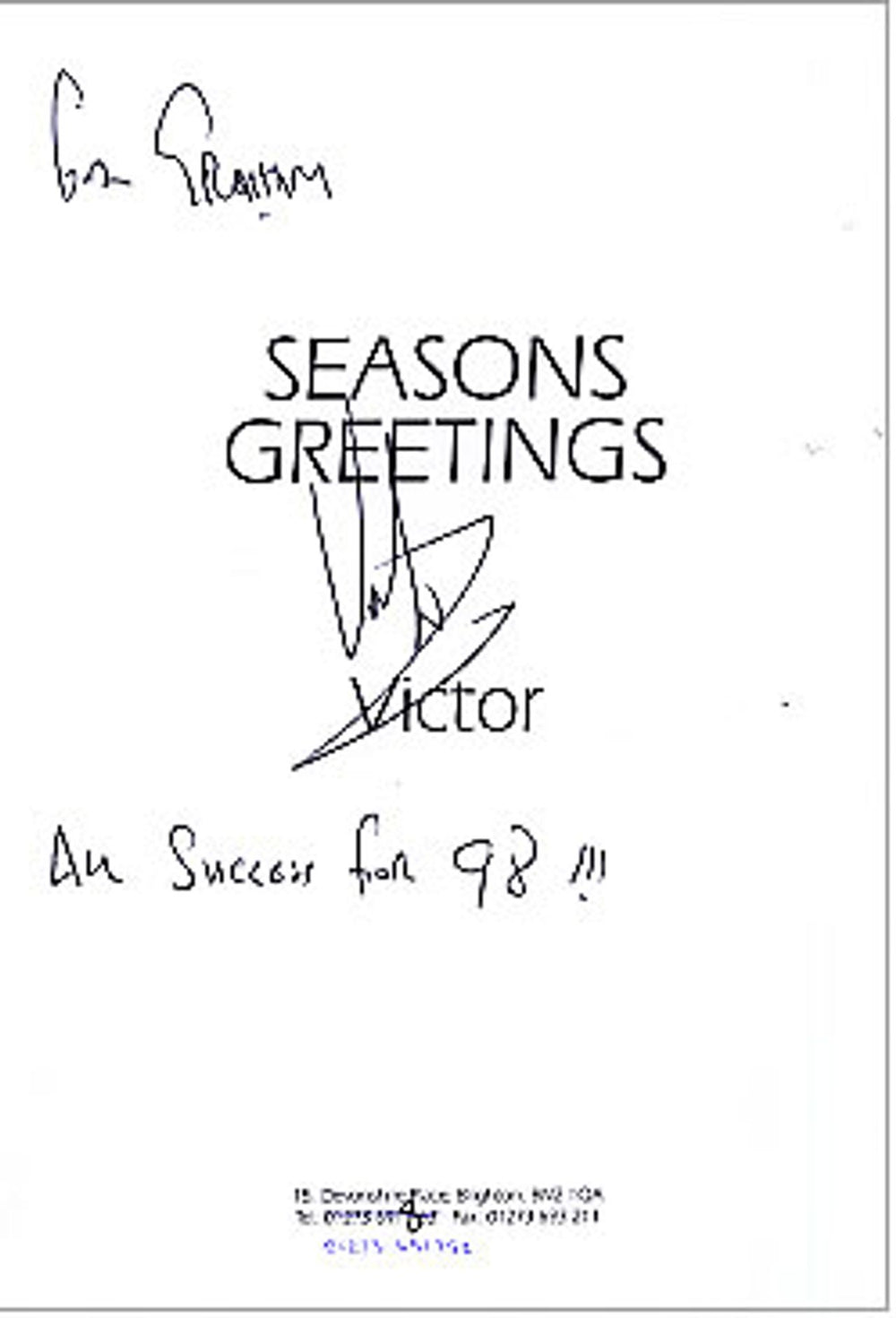 Victor Spinetti Dick Whittington Christmas Card - Autographed UK Promo memorabilia VS2MMDI264642