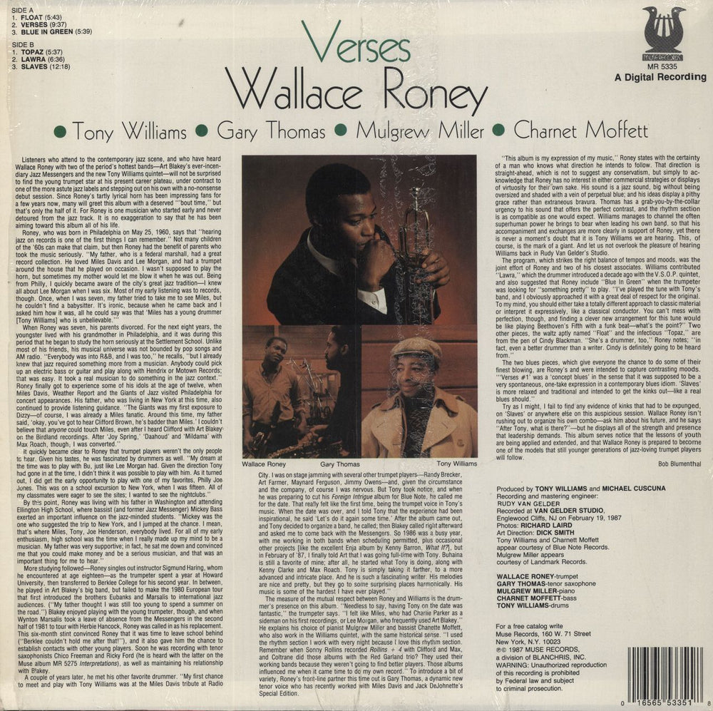 Wallace Roney Verses - shrink US vinyl LP album (LP record)