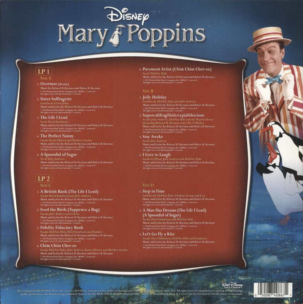 Walt Disney Mary Poppins - 180gm UK 2-LP vinyl record set (Double LP Album) 050087408671