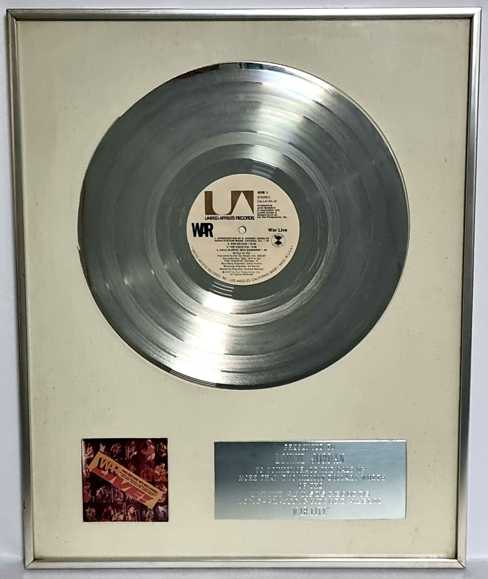 War War Live - RIAA Double Platinum Award US award disc DOUBLE PLATINUM AWARD