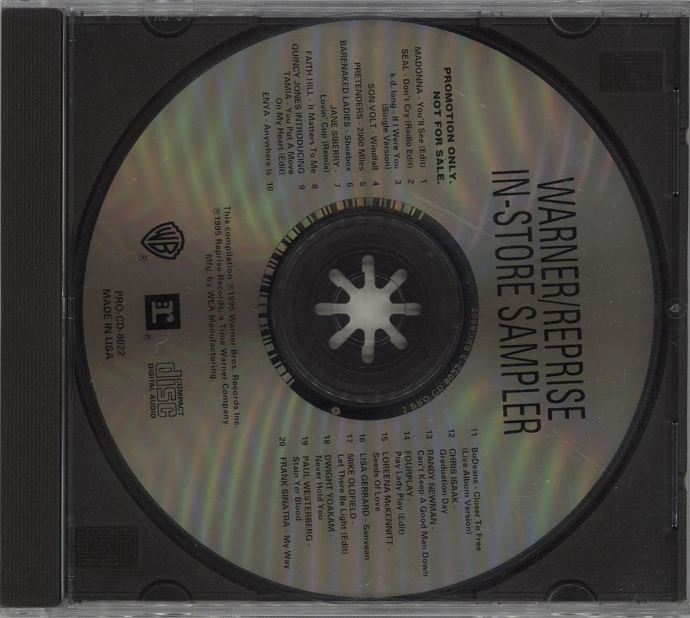 Warner Brothers Warner/Reprise In-Store Sampler US Promo CD album (CDLP) PRO-CD-8022