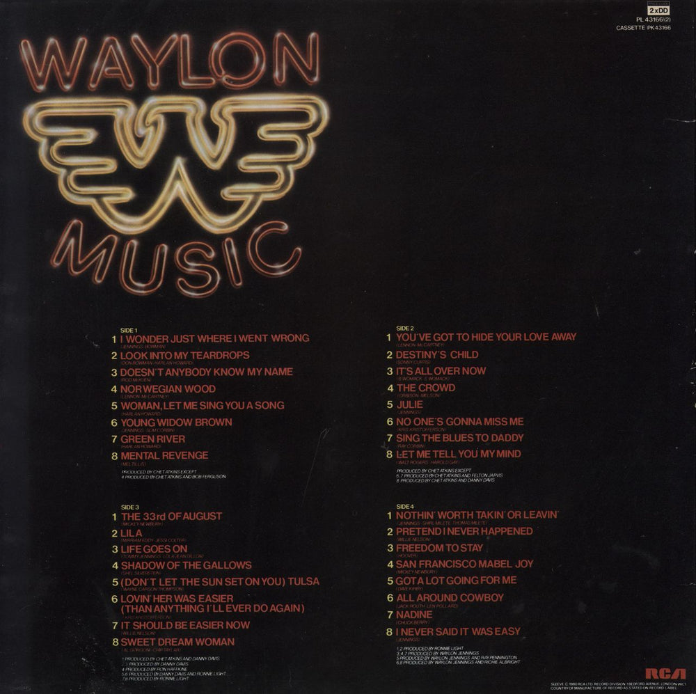 Waylon Jennings Waylon Music UK 2-LP vinyl record set (Double LP Album)