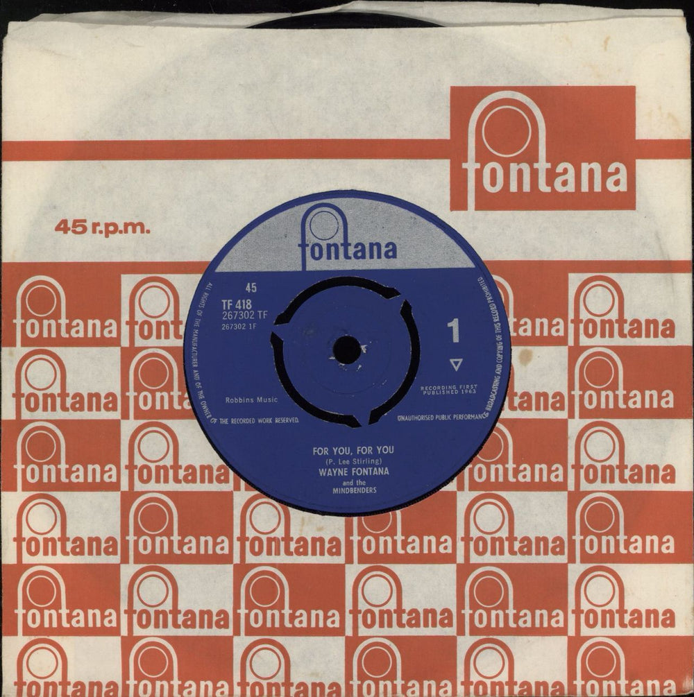 Wayne Fontana And The Mindbenders For You, For You UK 7" vinyl single (7 inch record / 45) TF418