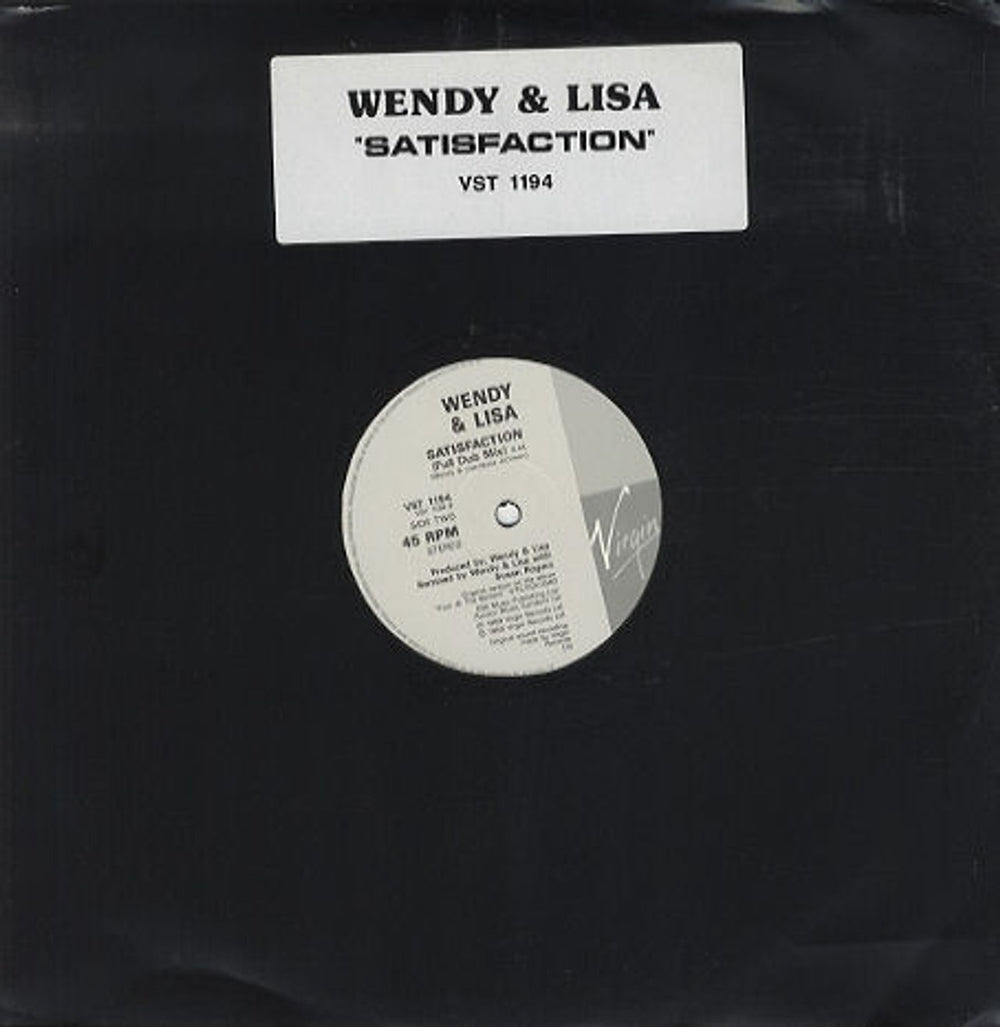 Wendy & Lisa Satisfaction UK Promo 12" vinyl single (12 inch record / Maxi-single) VST1194