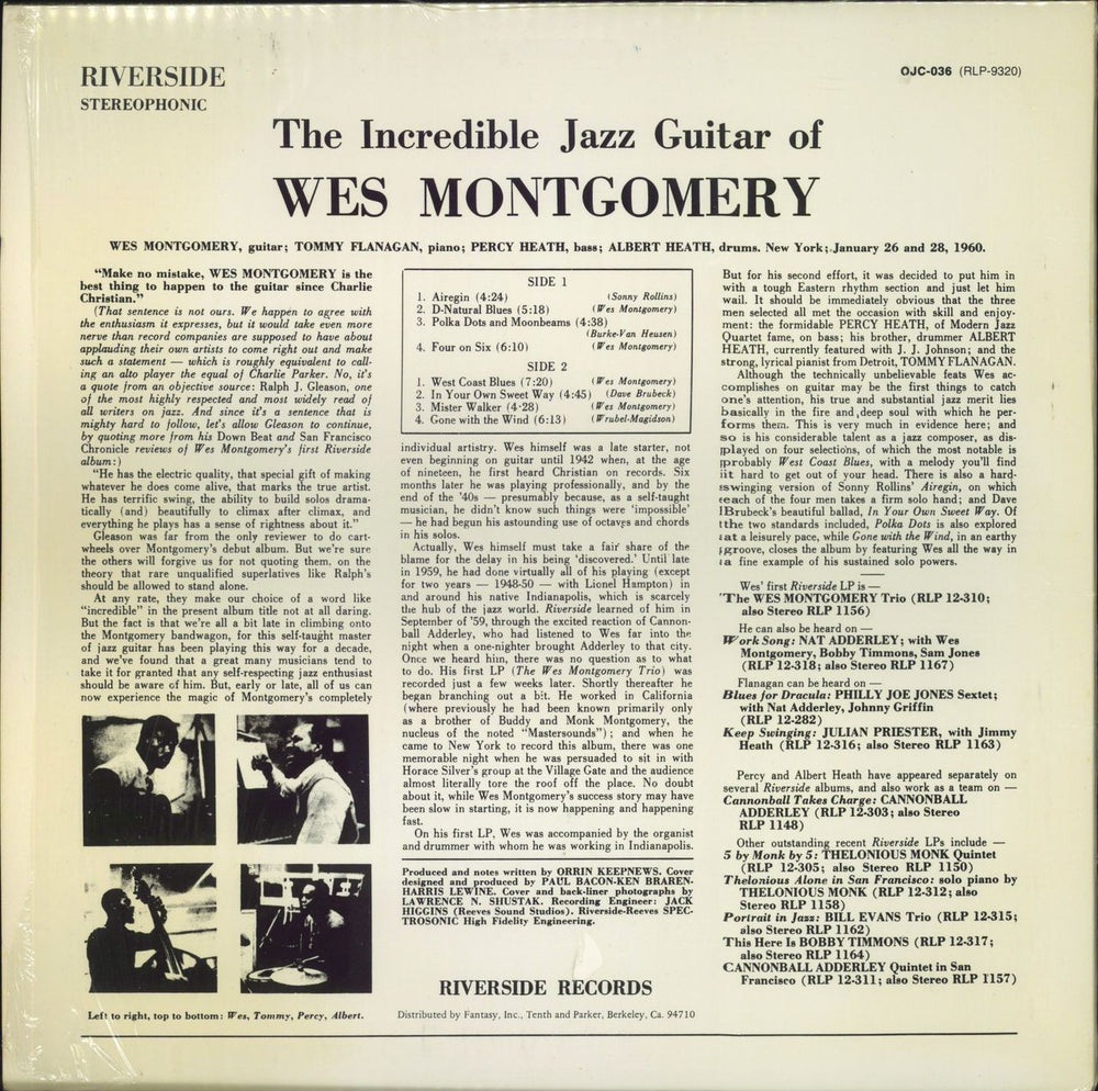 Wes Montgomery The Incredible Jazz Guitar Of Wes Montgomery - stickered shrink US vinyl LP album (LP record)