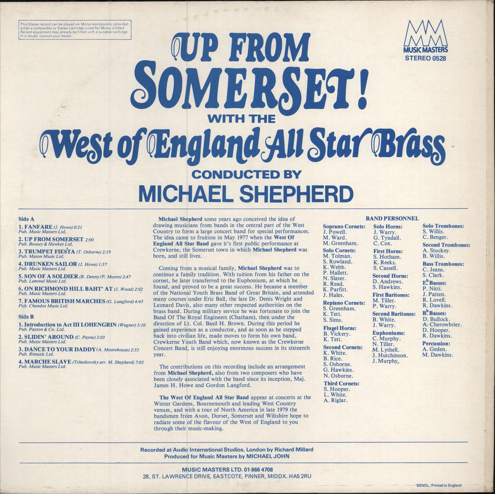 West Of England All Star Brass Up From Somerset! UK vinyl LP album (LP record)