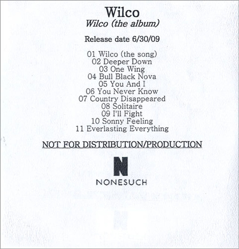Wilco Wilco [The Album] US Promo CD-R acetate CD-R ACETATE