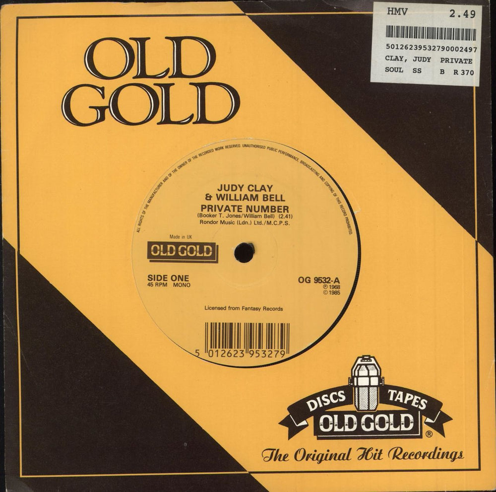 William Bell & Judy Clay Private Number UK 7" vinyl single (7 inch record / 45) OG9532