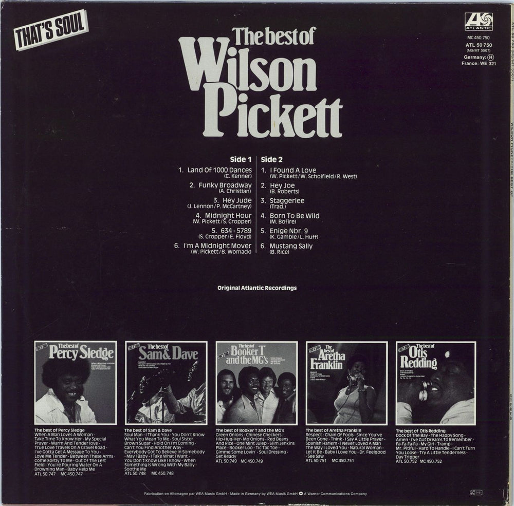 Wilson Pickett The Best Of Wilson Pickett German vinyl LP album (LP record)