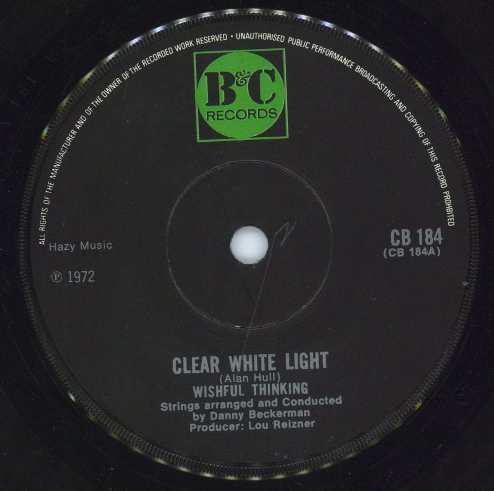 Wishful Thinking (60s) Clear White Light UK 7" vinyl single (7 inch record / 45) CB184