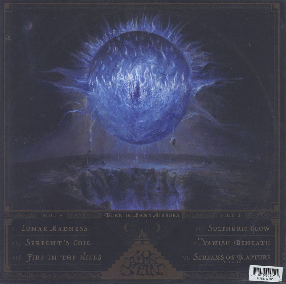 Wode Burn In Many Mirrors - Cyan / Gold / Bone Merge With Neon Violet & Black Splatter Vinyl US vinyl LP album (LP record) 721616904215