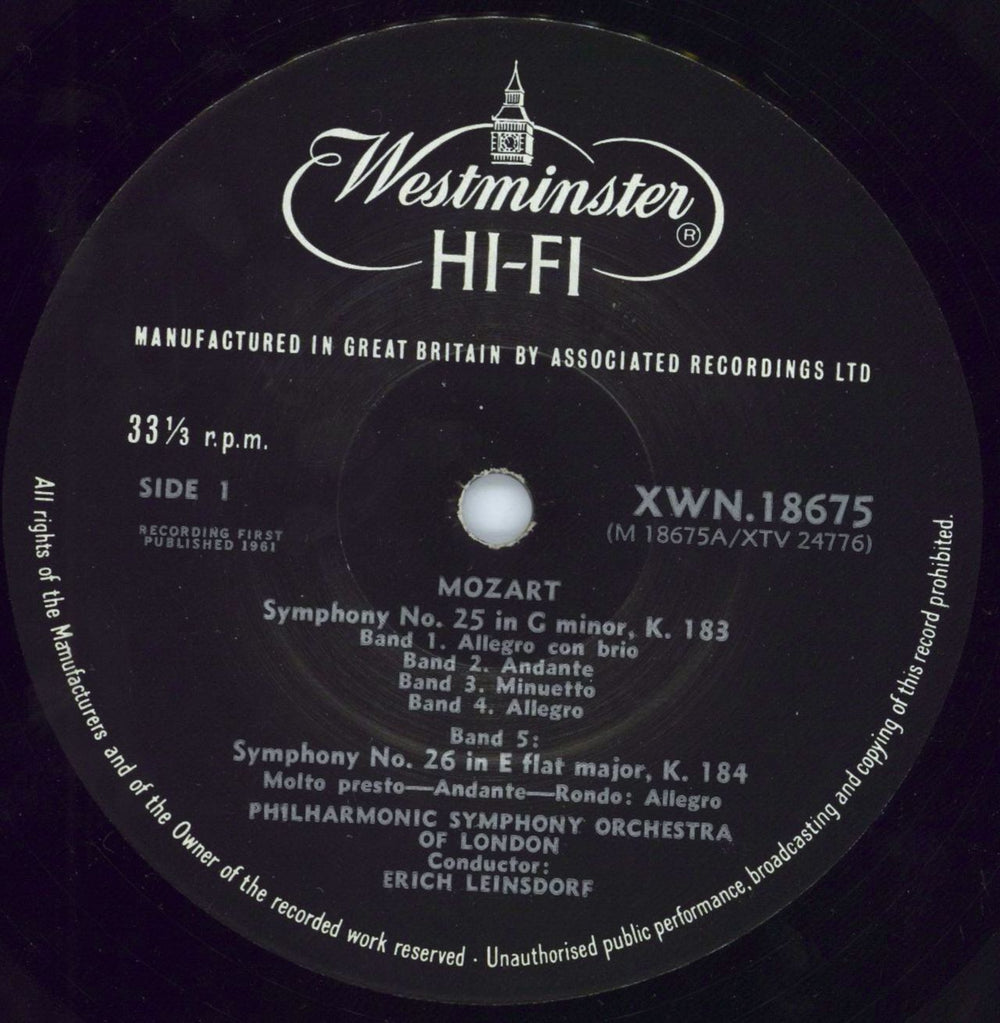 Wolfgang Amadeus Mozart Symphonies Nos. 25, 26, 27 & 28 UK vinyl LP album (LP record) WZMLPSY783939