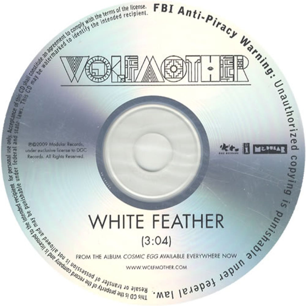 Wolfmother White Feather US Promo CD-R acetate CD-R ACETATE