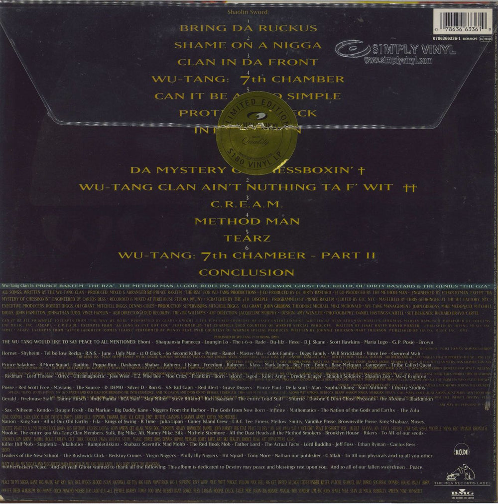 Wu-Tang Clan Enter The Wu-Tang (36 Chambers) US vinyl LP album (LP record) 078636633619