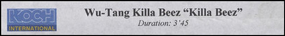 Wu-Tang Clan Killa Beez UK Promo video (VHS or PAL or NTSC) PROMO VIDEO