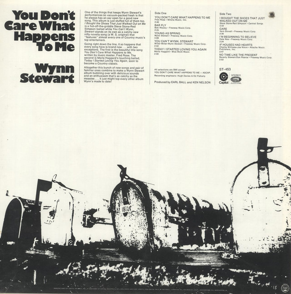 Wynn Stewart You Don't Care What Happens To Me US vinyl LP album (LP record)