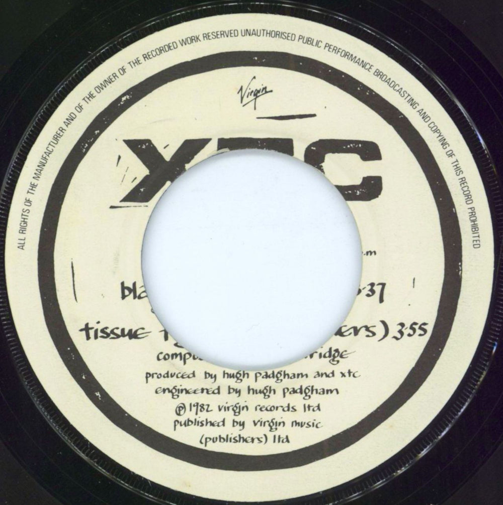 XTC Senses Working Overtime - Wide Centered UK 7" vinyl single (7 inch record / 45) VS462