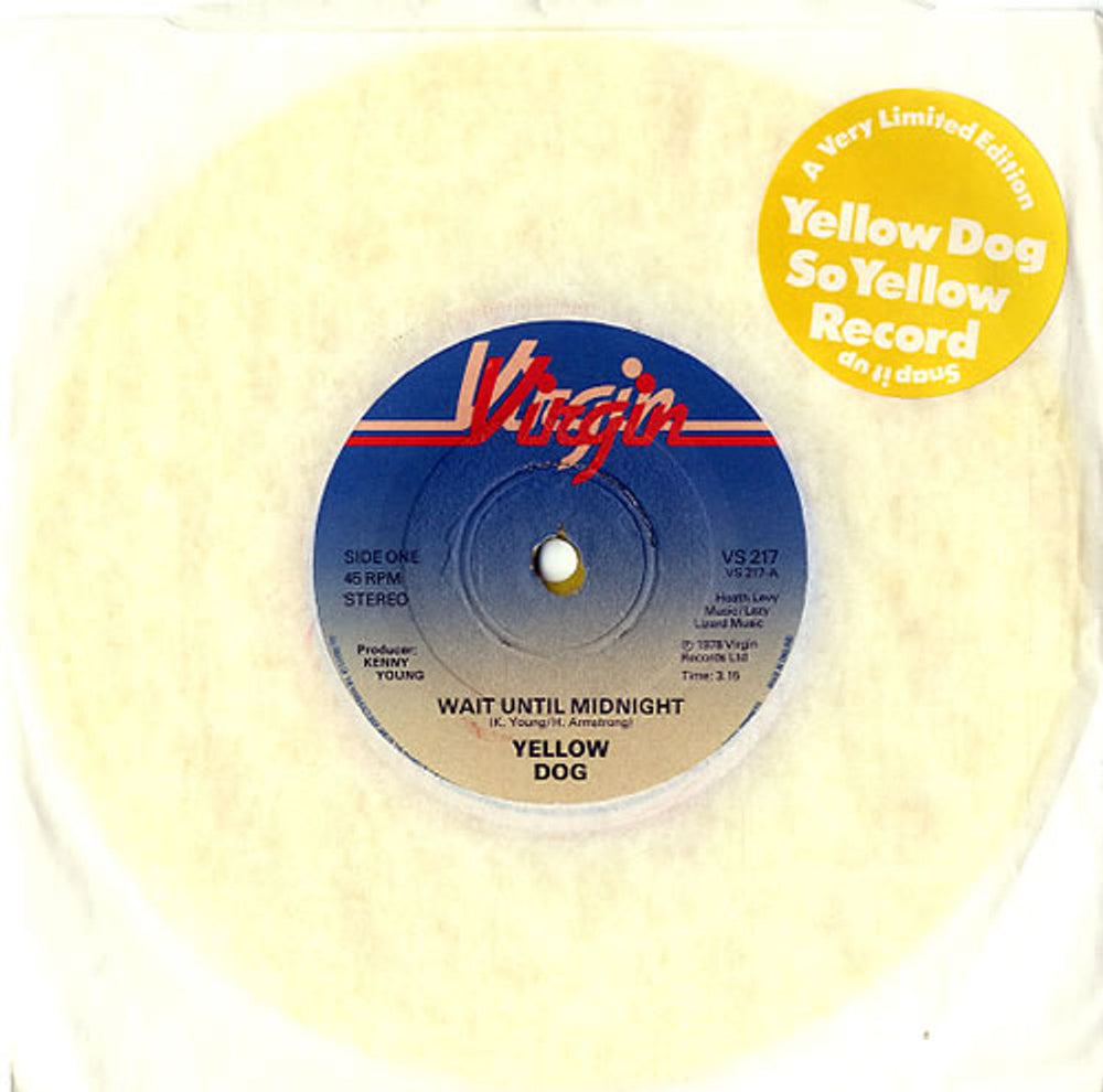 Yellow Dog Wait Until Midnight - Yellow Vinyl UK 7" vinyl single (7 inch record / 45) VS217