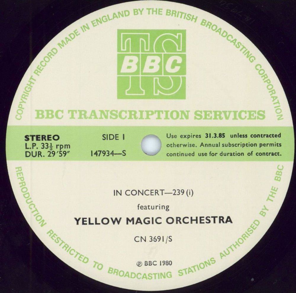 Yellow Magic Orchestra In Concert 239 UK Promo vinyl LP album (LP record) CN3691/S