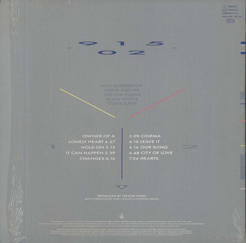 Yes 90125 (Nine...) - Shrink German vinyl LP album (LP record)