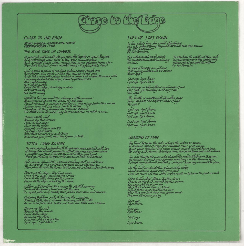 Yes Close To The Edge - 1st - Complete - EX UK vinyl LP album (LP record)