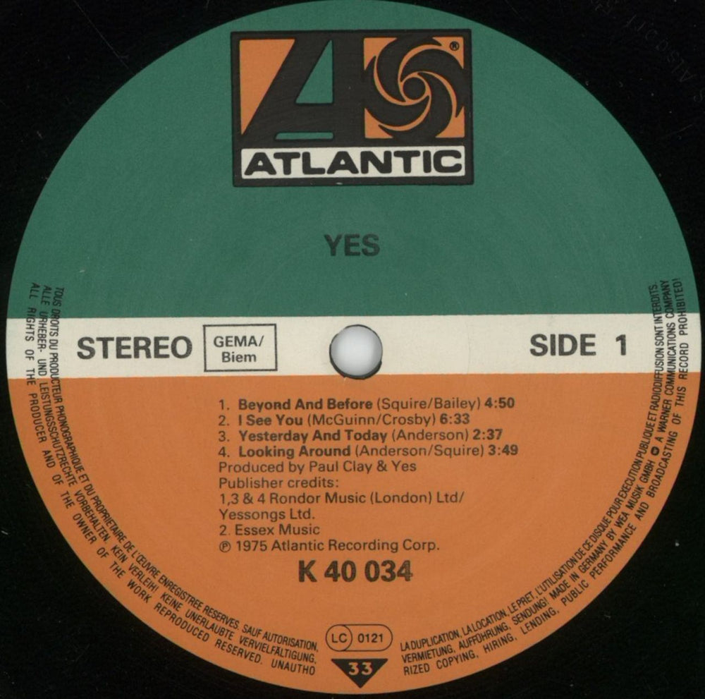 Yes Yes German vinyl LP album (LP record) YESLPYE291059