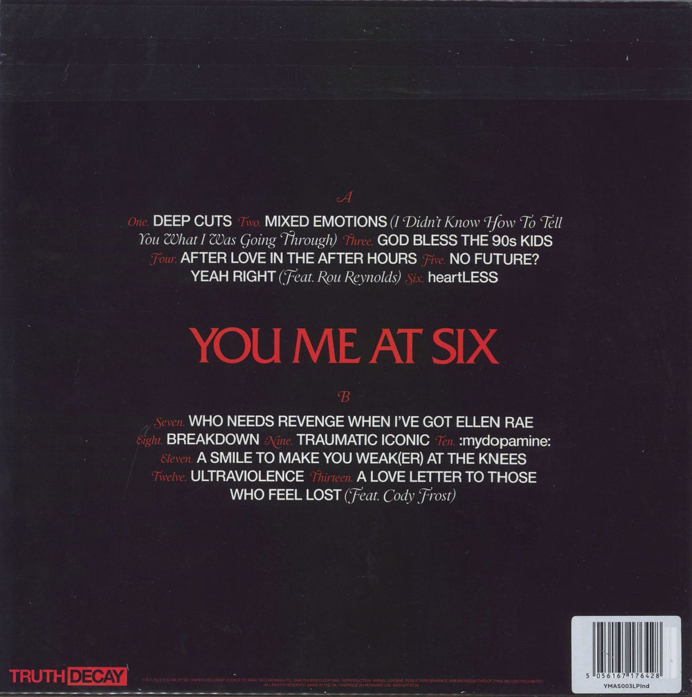 You Me At Six Truth Decay - Red Vinyl + Autographed Print UK vinyl LP album (LP record) 5056167176428