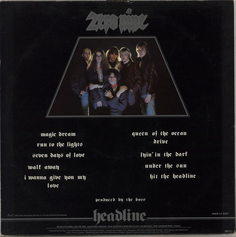 Zero Nine Headline Swedish vinyl LP album (LP record)